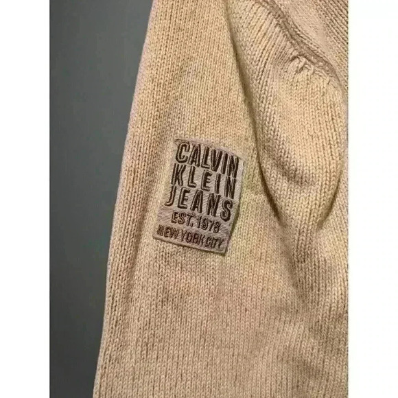 Calvin Klein Sweatshirt Zip Crewneck Beige Size Large - Picture 5 of 6